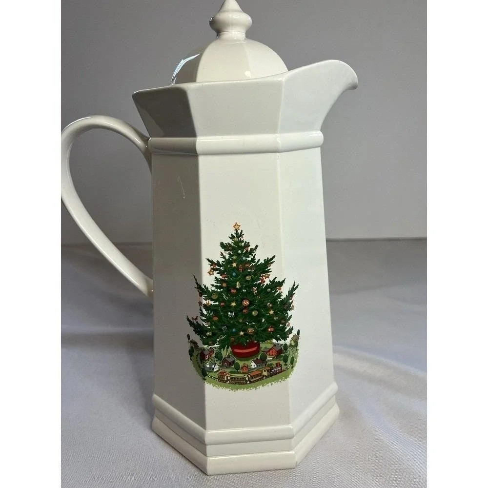 VTG Pfaltzgraff Christmas Tree Thermal Carafe Coffee Holiday Pitcher 1 Quart